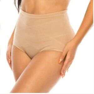 Power Net Brief High- Waist Mesh Tummy Control & Cincher Brief/Beige/2XLarge